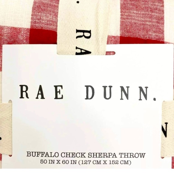 🛍️ Rae Dunn Merry blanket Buffalo Red and Cream Plaid Sherpa Throw blanket - Picture 5 of 6